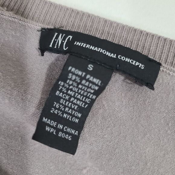 Inc gray shimmering floral women's sweater - Picture 8 of 11